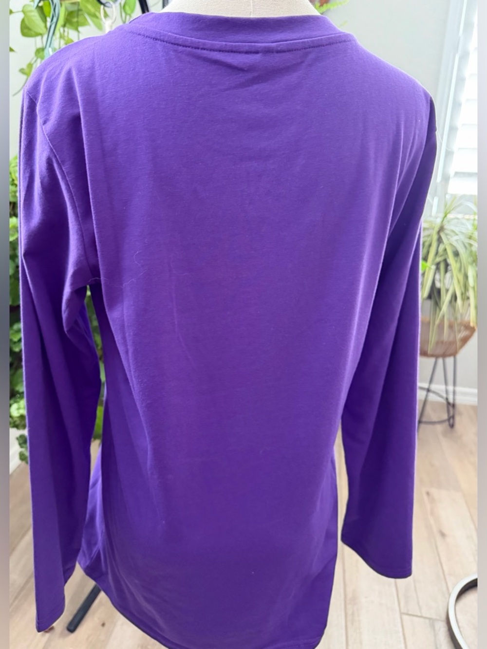 Women's Long-Sleeve Crewneck Tee in Purple - Picture 4 of 6
